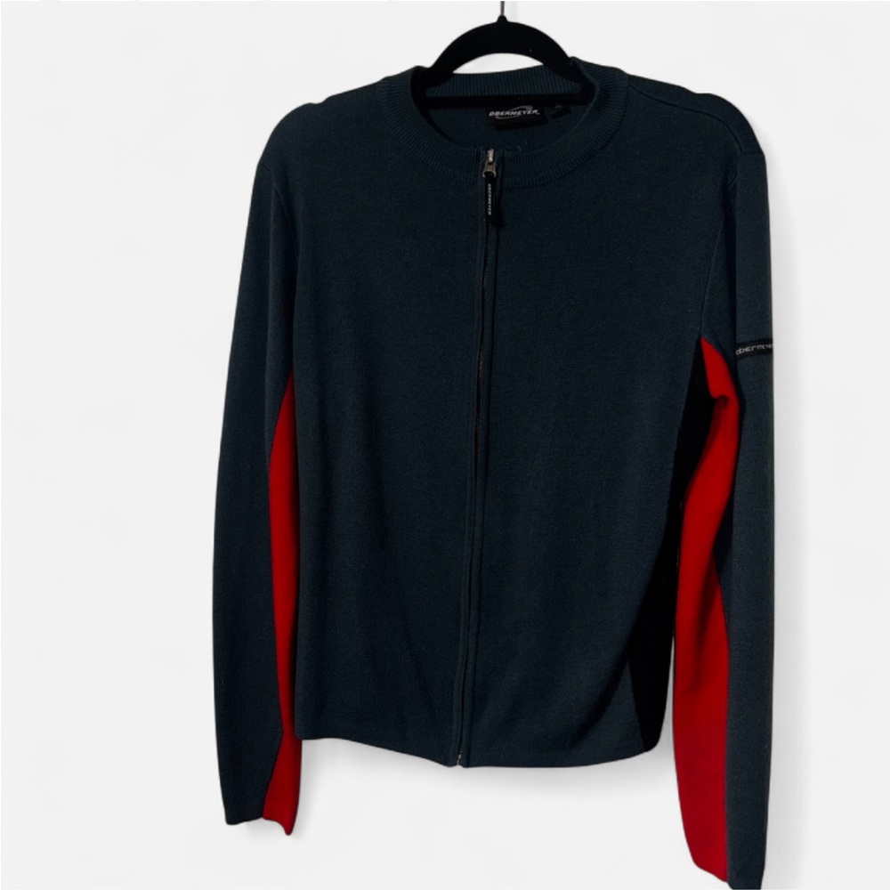 Obermeyer Men's Zip-Up Sweater in Black and Red